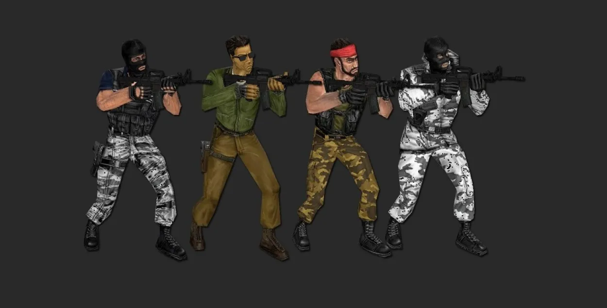 Militants from the Counter-Strike 1.6 computer game