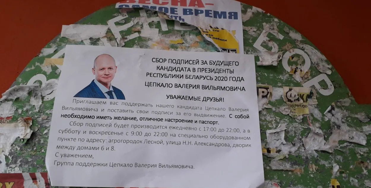 Аб'ява аб зборы подпісаў за Валерыя Цапкалу / Еўрарадыё