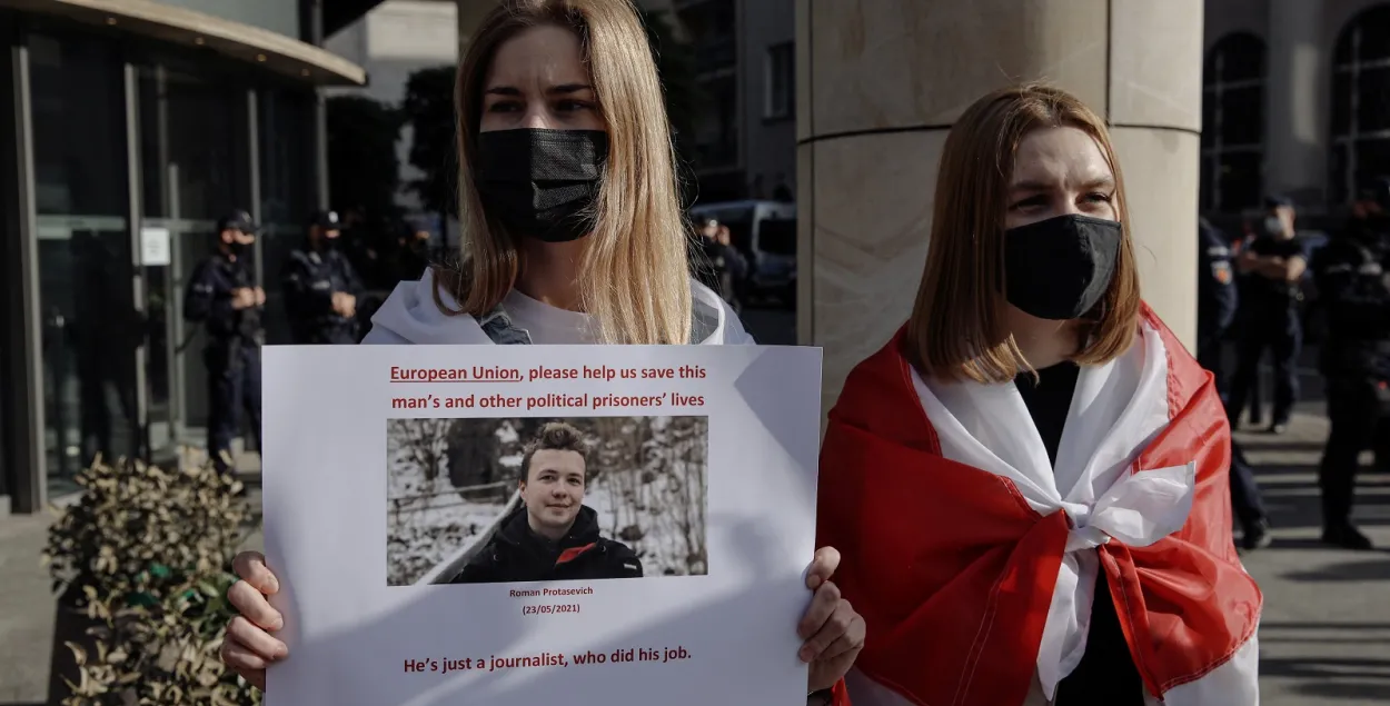 Акция в поддержку Романа Протасевича в Варшаве / Reuters​