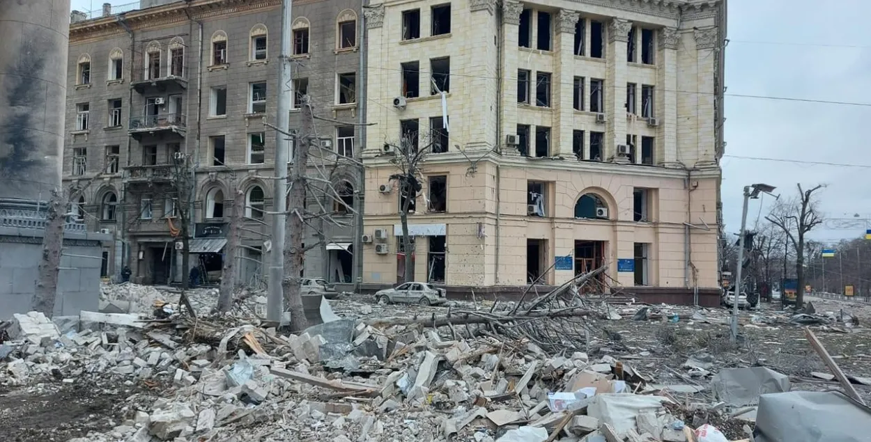 Kharkiv's central&nbsp;square after a rocket explosion / National Police of Ukraine