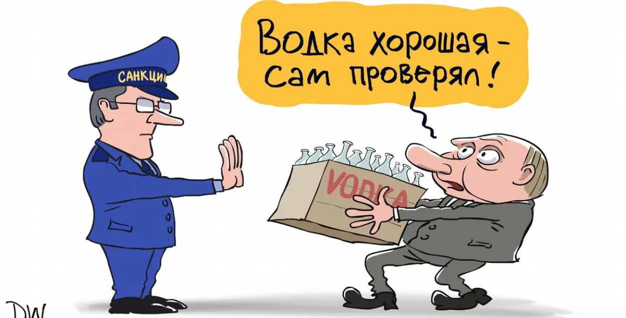 Владимир Путин и санкции / Карикатура dw.com
