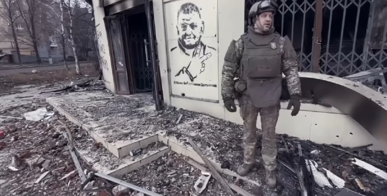 Ян Мельников ("Беларус") в Бахмуте / t.me/belsat
