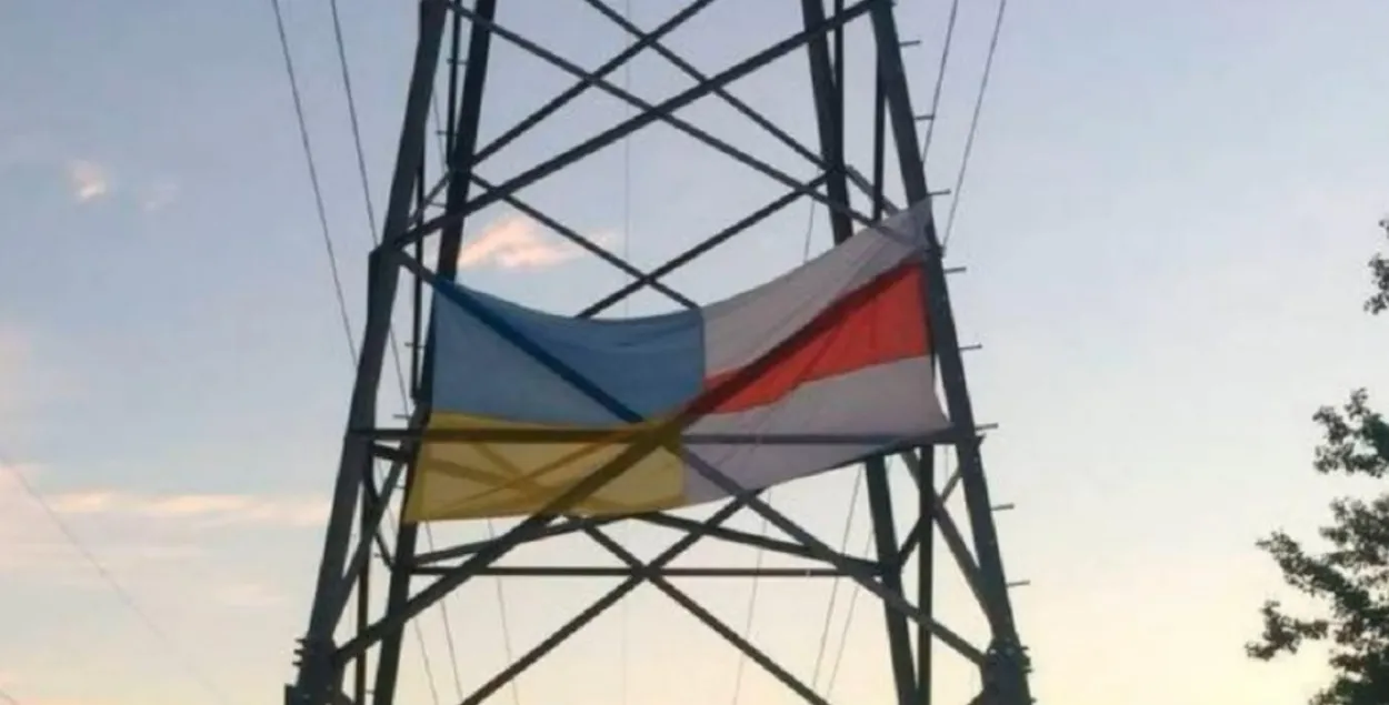 За флаг, сшитый из украинского и национального белорусского флагов, в октябре в Минске задержали 6 человек / скриншот с видео МВД

