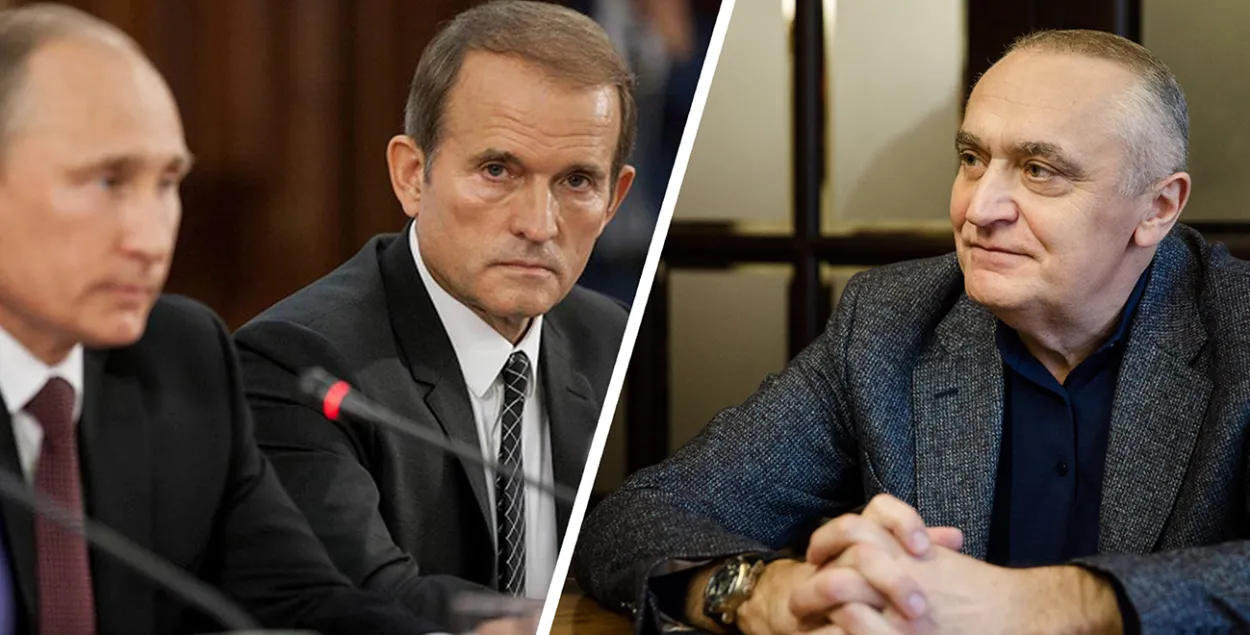 Vladimir Putin, Viktor Medvedchuk, and Absolutbank owner Mikalai Varabey / collage by Euroradio​