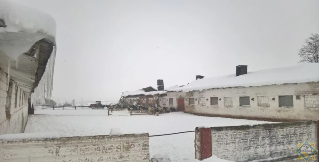 У Кіраўскім раёне абваліўся дах у кароўніку — не вытрываў снегу