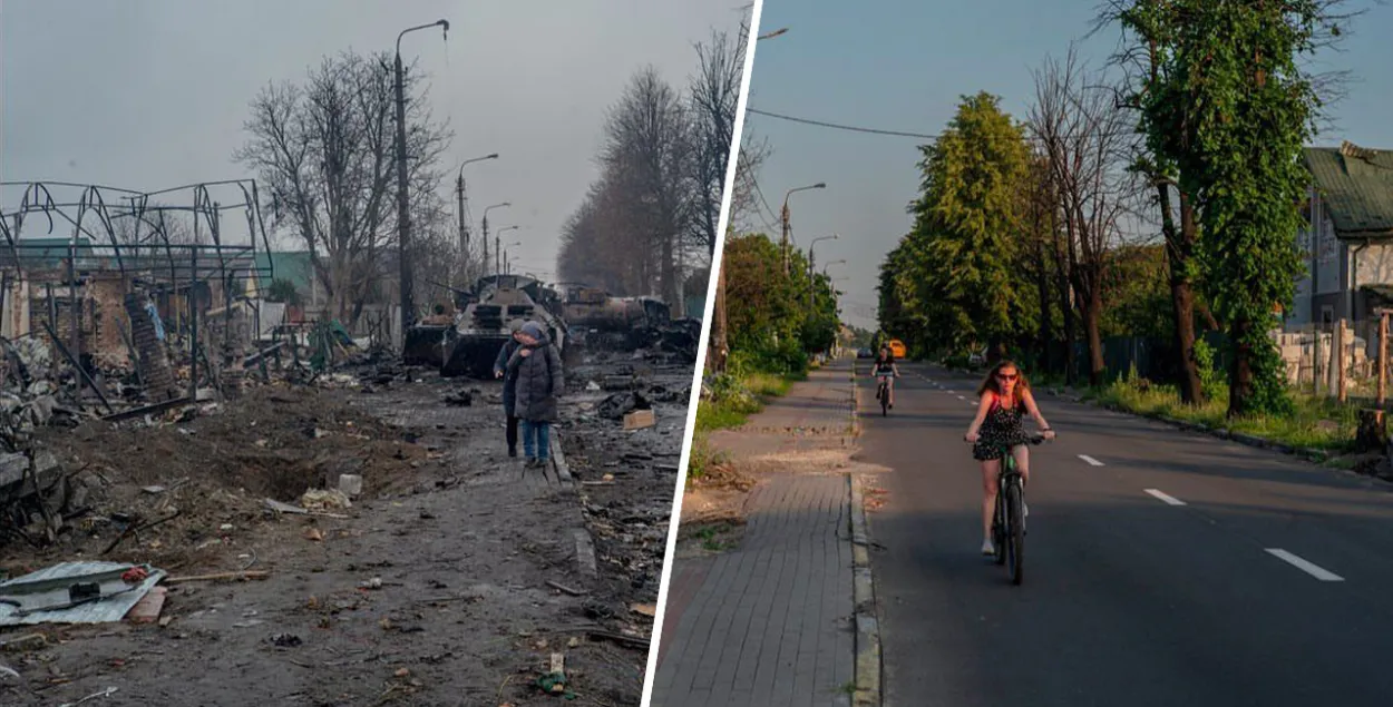 Адно і тое ж месца пад Кіевам &mdash; пасля "вызвалення" расійянамі і пасля вызвалення ад расіян.
