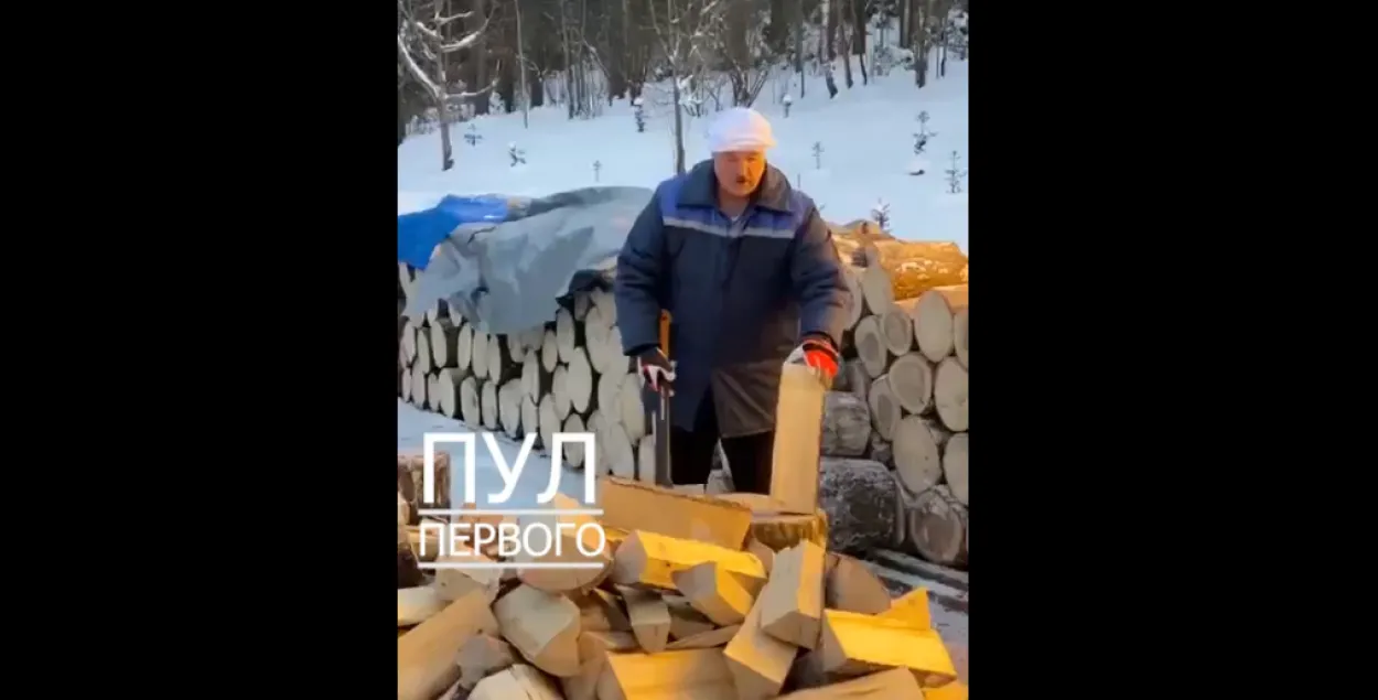 Пасля пераносу ЧС з Беларусі Лукашэнка маўкліва сёк дровы (відэа)