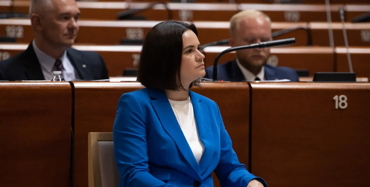 Святлана Ціханоўская на пленарнай сесіі Парламенцкай Асамблеі Савета Еўропы