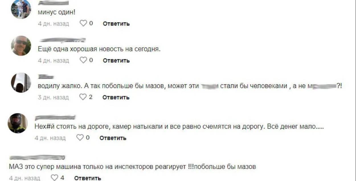 Каментары ў сацсетках пра гібель даішніка
