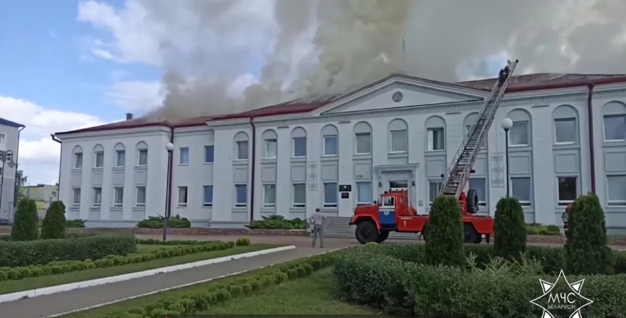 Пажар у Асіповіцкім райвыканкаме
