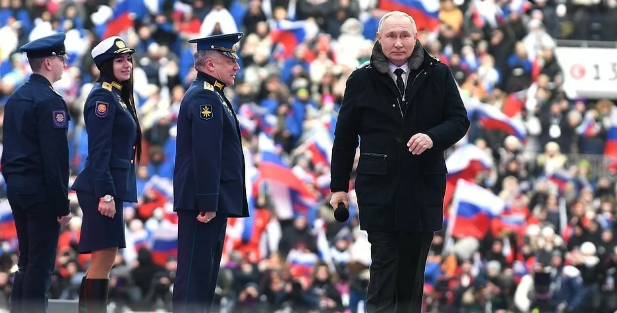 Vladimir Putin at a pro-government rally&nbsp;
