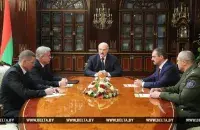 Alexander Lukashenka's eldest son Viktar, the president's national security aide&nbsp;(second in the right) was present at the time of the appointment. Photo: BELTA​