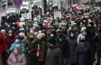 Уличная акция пенсионеров в Минске / Reuters