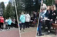 Раздача грошай на святкаванні Дня Перамогі&nbsp;ў Лідзе / Еўрарадыё