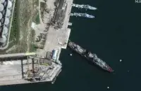 Крейсер "Москва" за несколько дней до атаки / Maxar Technologies​