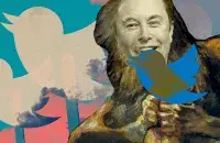 Elon Musk and his "bird"/Euroradio collage
