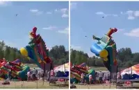 Ветер поднял в воздух аттракционы
