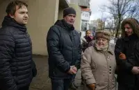 Валентина Бородулина на открытии мемориальной доски с именем Рыгора Бородулина, 2017 год
