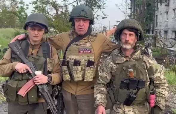Кіраўнік ПВК "Вагнер" Яўген Прыгожын са сваімі падначаленымі / nsn.fm
