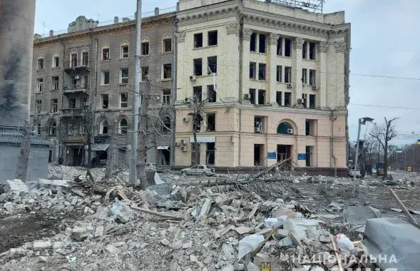 Kharkiv's central&nbsp;square after a rocket explosion / National Police of Ukraine