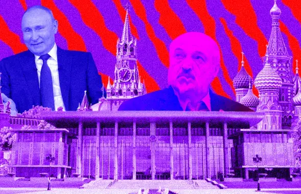 Пуцін плануе падпарадкаваць сабе ўсю Беларусь / калаж Улада Рубанава, Еўрарадыё
