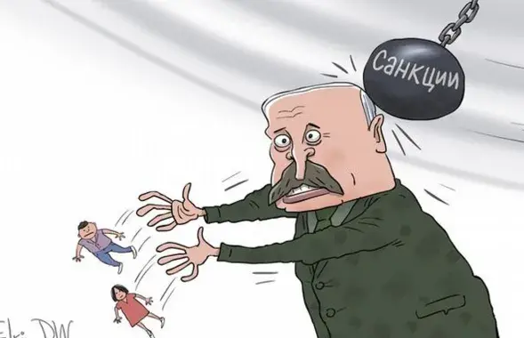 Аляксандр Лукашэнка і санкцыі / Карыкатура dw.com
