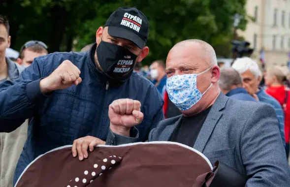 Сяргей Ціханоўскі падчас акцыі ў Гродне&nbsp;/ belsat.eu