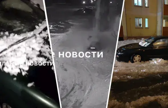 За суткі ад снегу пацярпелі два легкавікі

