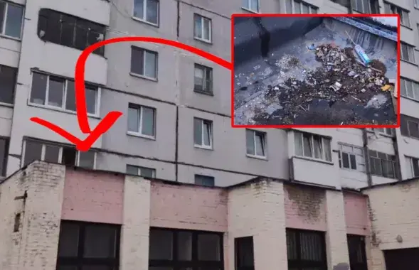 Новорожденную девочку оставили на козырьке подъезда / коллаж Еврорадио из видео СК
