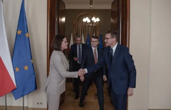 Святлана Ціханоўская сустрэлася з прэм'ер-міністрам Польшчы Матэвушам Маравецкім​ /&nbsp;@tsikhanouskaya