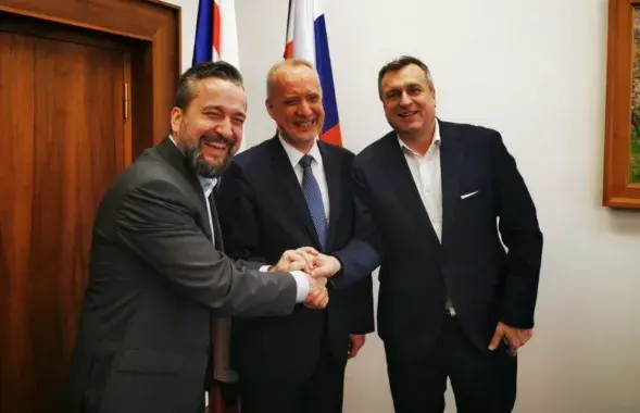Любаш Блага, Андрэй Дапкюнас і Андрэй Данка (злева направа)
