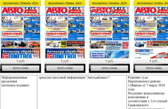 В Беларуси признали "экстремистским" издание об автомобилях
