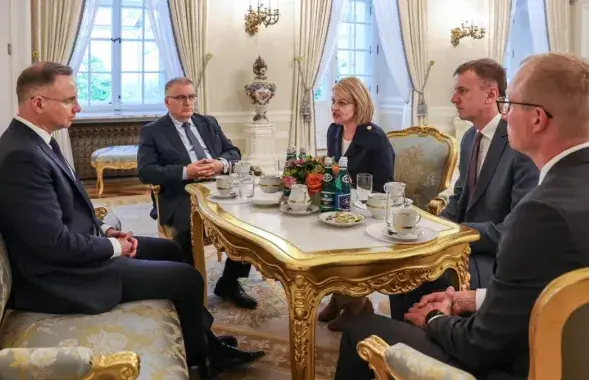 Президент Польши Анджей Дуда и глава Союза поляков Беларуси Анжелика Борис
