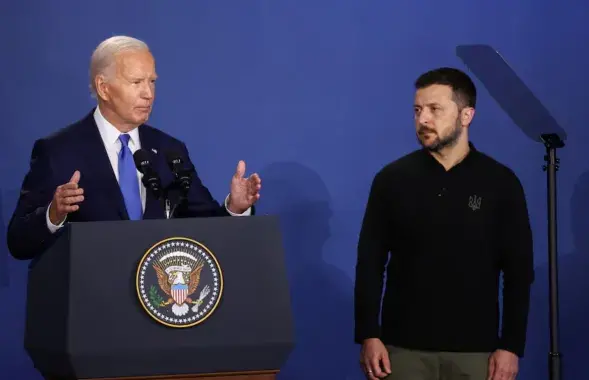 Джо Байдэн і Уладзімір Зяленскі.
