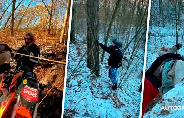 Байкер под Гродно зацепил проволоку, натянутую между деревьями
