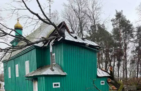 Дрэва зламаў моцны вецер
