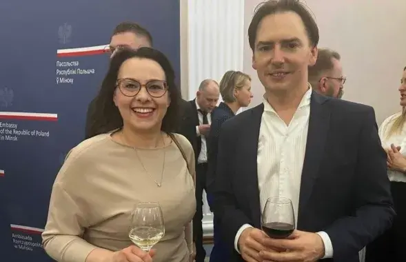 Анна Канопацкая на приеме в польском посольстве с Гжегожем Немчуком
