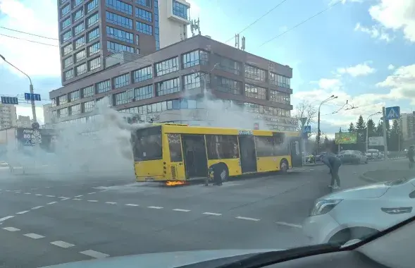 Пожар в автобусе МАЗ
