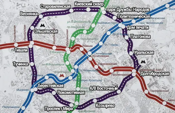 Схема кальцавой лініі метро
