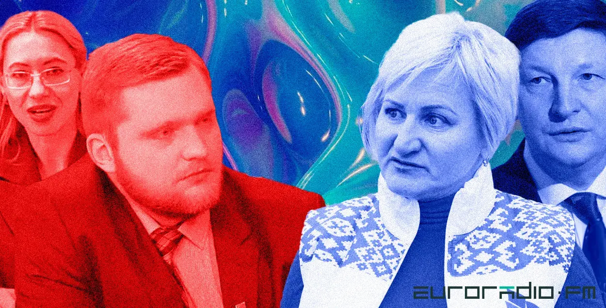 На калажы Вольга Бондарава, Рыгор Азаронак, Святлана Вараніца і Ігар Марзалюк / калаж Улада Рубанава, Еўрарадыё
