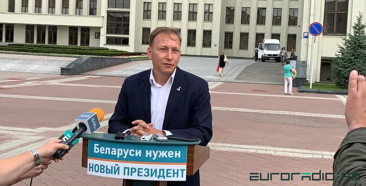 Андрей Дмитриев во время избирательной кампании 2020 года / Еврорадио
